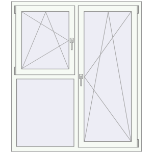 Kopen Omdraaien 1300x1500 mm KORSA OPTIMUM 70 (REHAU Euro 70) RAL 9016 Traffic white two-sided