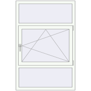 Omdraaien 1000x1500 mm KORSA BRILLANT (REHAU Brillant) RAL 9016 Traffic white two-sided