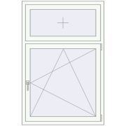Omdraaien 1000x1500 mm KORSA OPTIMUM 70 (REHAU Euro 70) RAL 9016 Traffic white two-sided