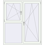 Omdraaien 1300x1500 mm KORSA OPTIMUM 70 (REHAU Euro 70) RAL 9016 Traffic white two-sided